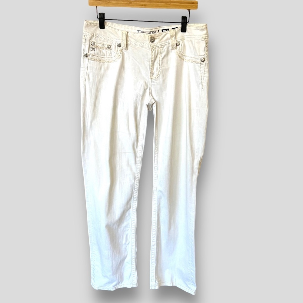 Miss Me White Straight-Leg Pants